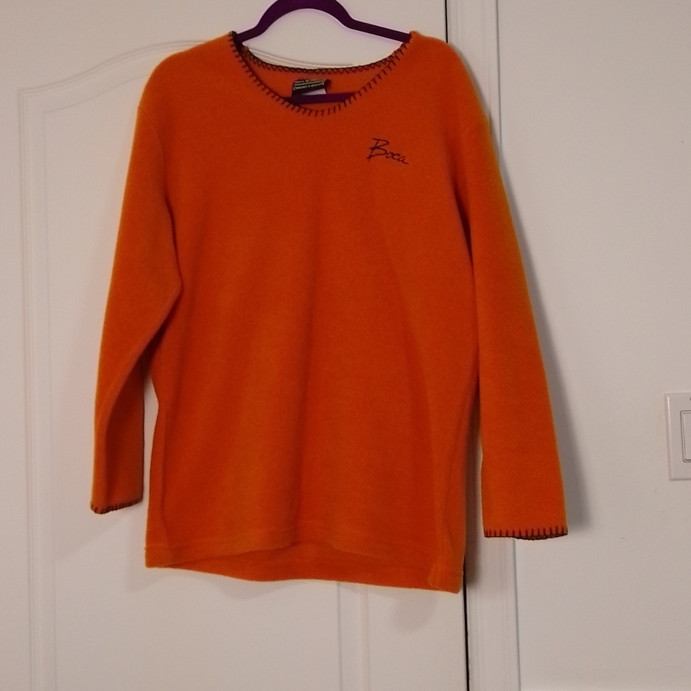 Vintage Authentic  Boca fleece orange sweater woman size 2 . Soft warm retro
